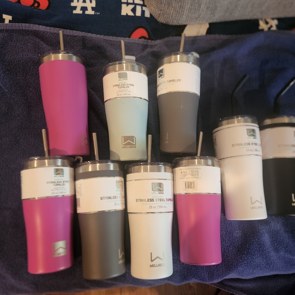 WELLNESS STAINLESS STEEL TUMBLERS 20 OZ  See Pics and read description
